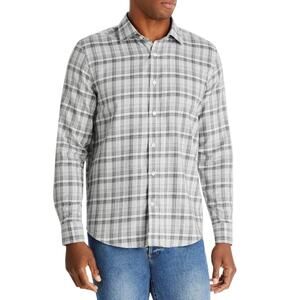 NWT $98 The Men's Store Plaid Shirt, Blue/Gray, Men's Large